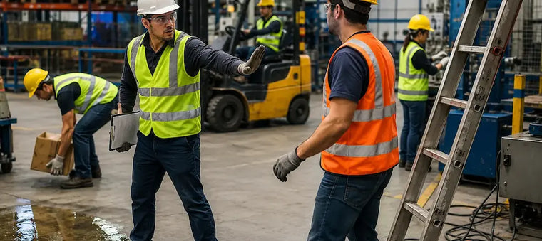Workers identifying workplace hazards.