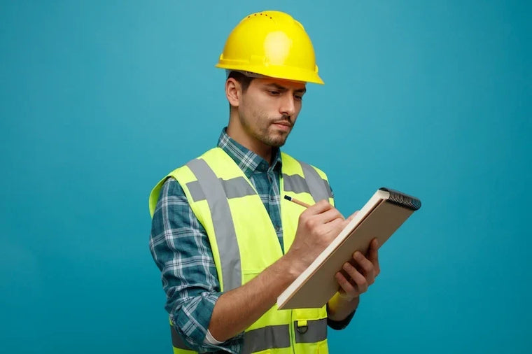Safety worker completing an OSHA training checklist.